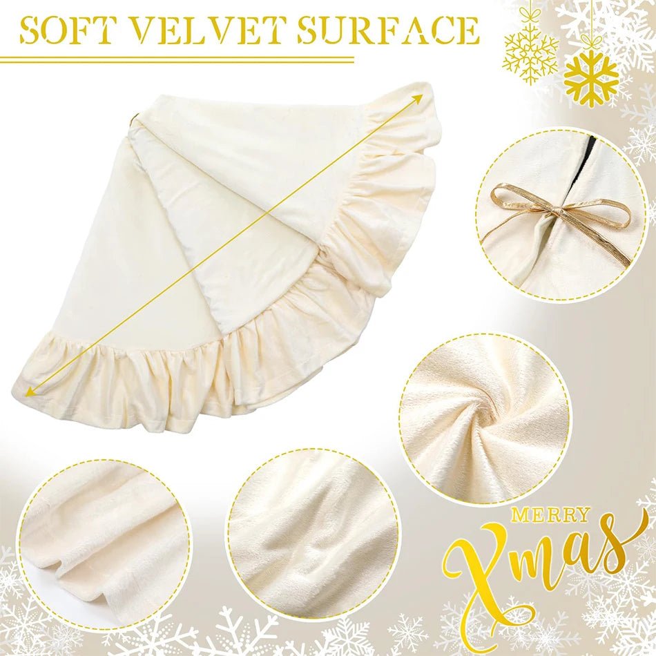 Dutch Velvet Christmas Tree Skirt Ruffled Edge Xmas Decor