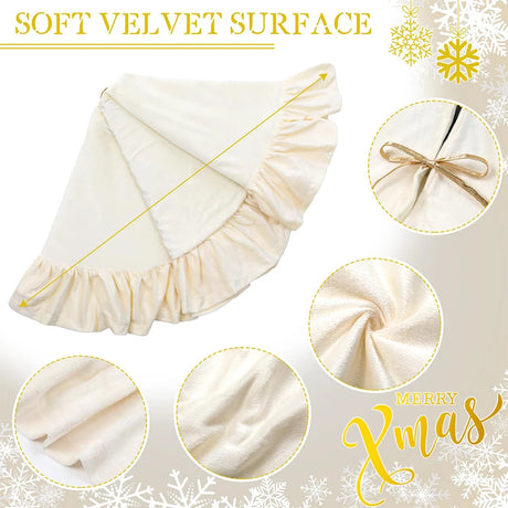 Dutch Velvet Christmas Tree Skirt Ruffled Edge Xmas Decor