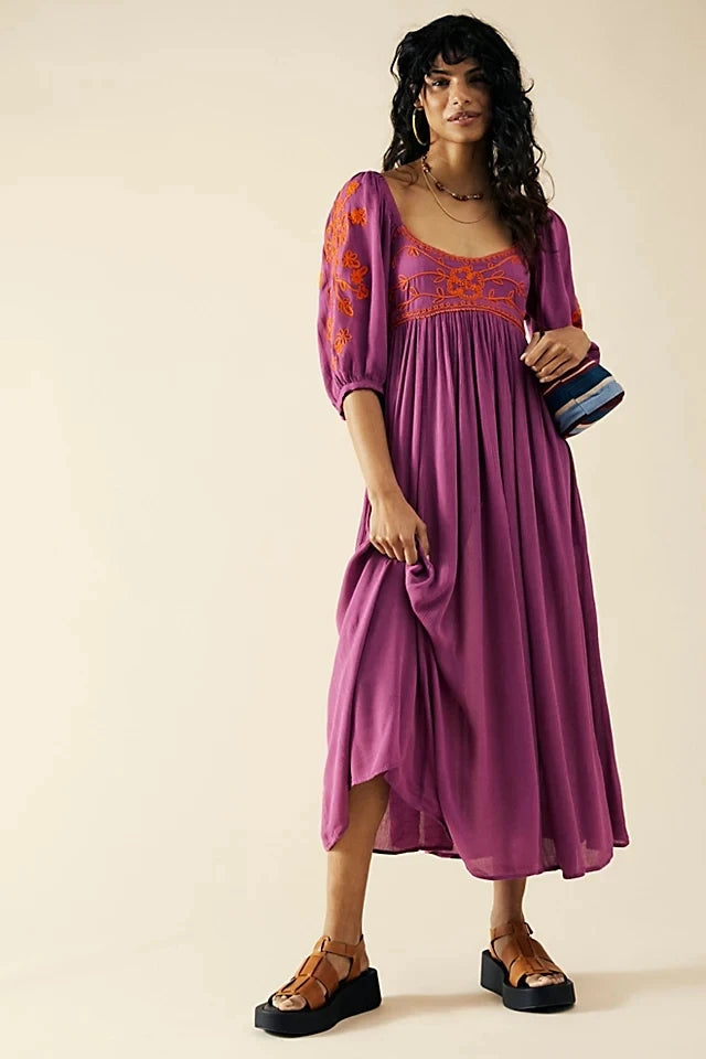 Nerissa's Boho Embroidered Dress