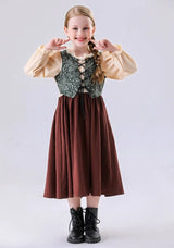 Medieval Peasant Children Cosplay Halloween Stage Performance Costumes