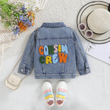 Cousin Crew and Sisters Letter Printed Denim Jackets for Girls