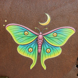 Luna Moths Fairy Printed Faux Leather Belt Pouch Medieval Elf Renaissance Wizard Cosplay Coin Purse