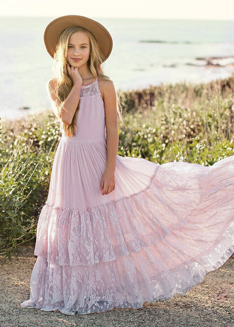 Girls Maxi Lace Chiffon Photoshoot Dresses For 3-15 Years