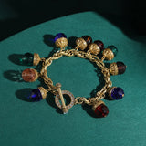 The Alchemist's Charms Multicolour Crystal Chain Bracelet 18K Gold Plated Adjustable