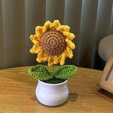 Crochet Sunflower Flowers Potted Desk Ornaments