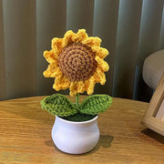 Crochet Sunflower Flowers Potted Desk Ornaments