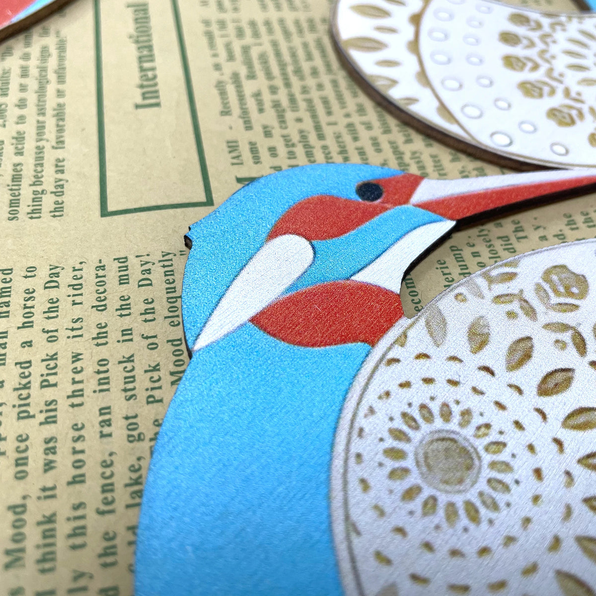 Set of Three Kingfisher Kookaburra Wooden Flying Bird Wall Decor