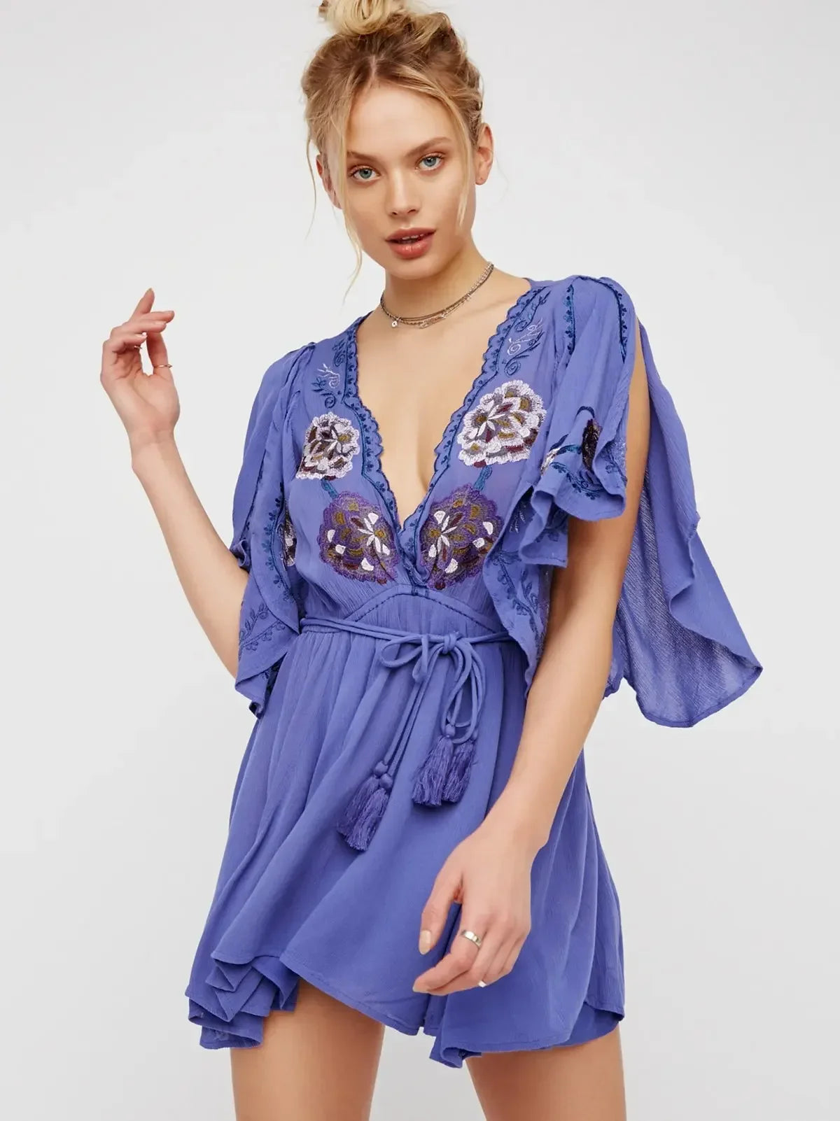 Rory's Boho Embroidered Short Dress Long Top