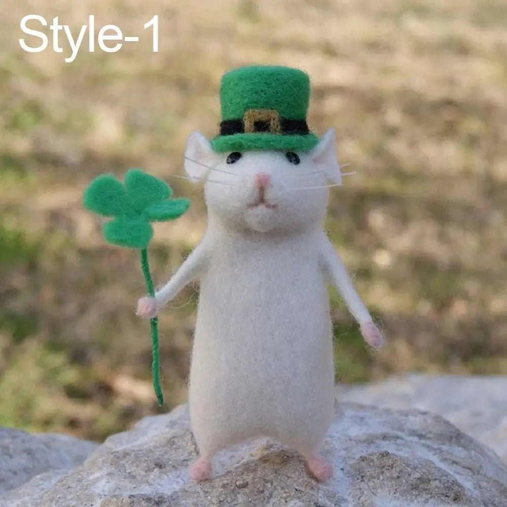 Wool Felting Activity Set Mouse Toy Doll Wool Poked Needle DIY Kit Package