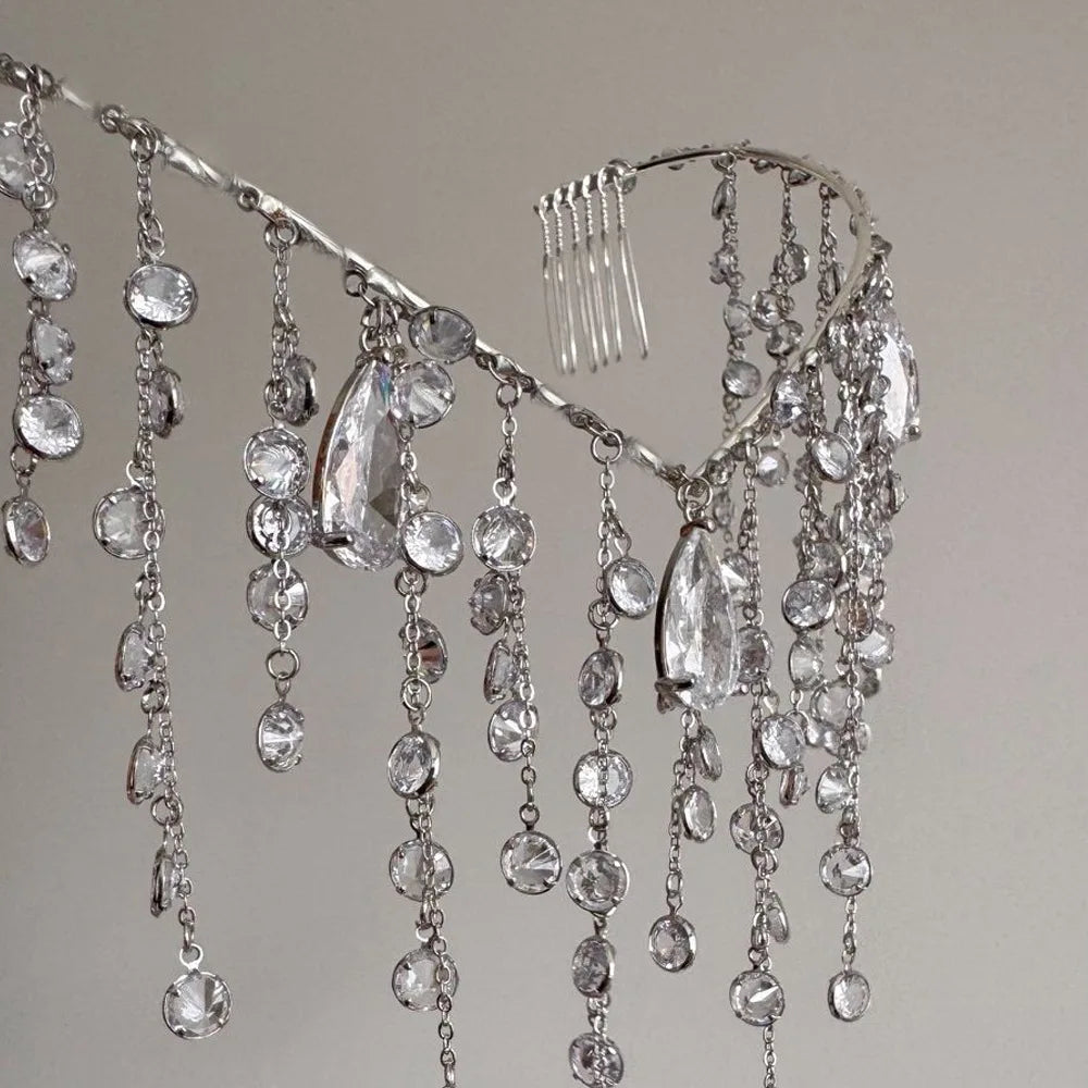 Cascading Waterfall Design Sparkling Bridal Hair Accessory