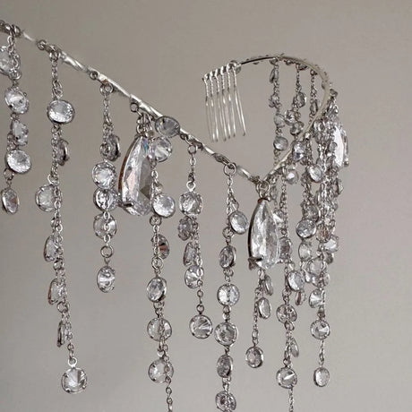 Cascading Waterfall Design Sparkling Bridal Hair Accessory