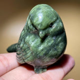Natural Xiuyan Jade Stone Bird Figurine Hand Carved Crystal Animal Sculpture Home Desktop Decor Gift Idea