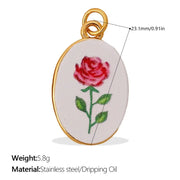 1pc Dopamine Charm Stainless Steel-plated 18K Gold Enamel Round Pendant Charms