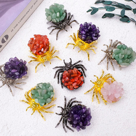 1pc Natural Crystal Spider Animal Desk Decor