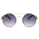 Round Retro Cape Sunglasses Double Bridge