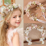 Girls Pearl Flower Wreath Floral Garland Head Hoop