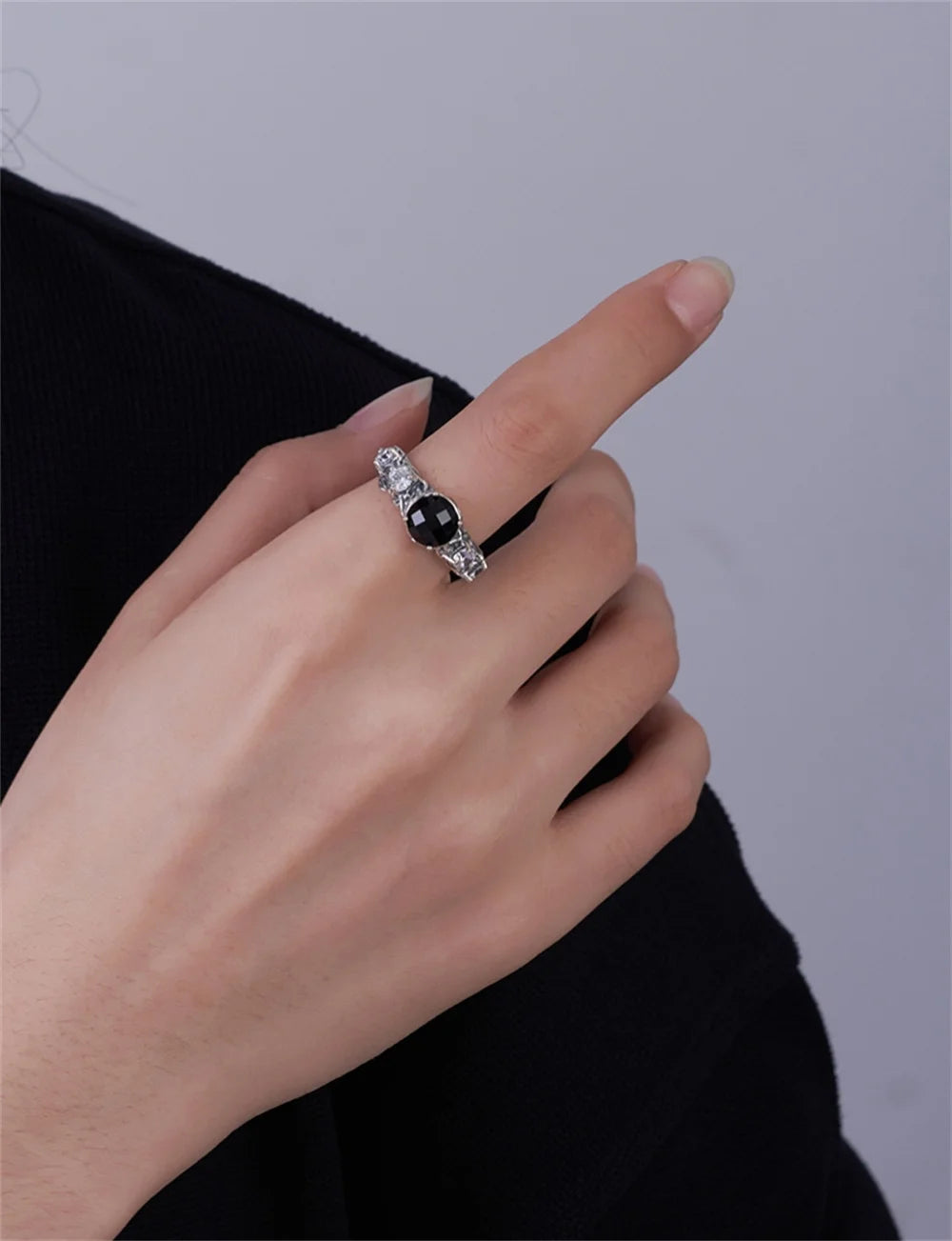 Eternal Night Forest S925 Sterling Silver Ring Agate Zircon