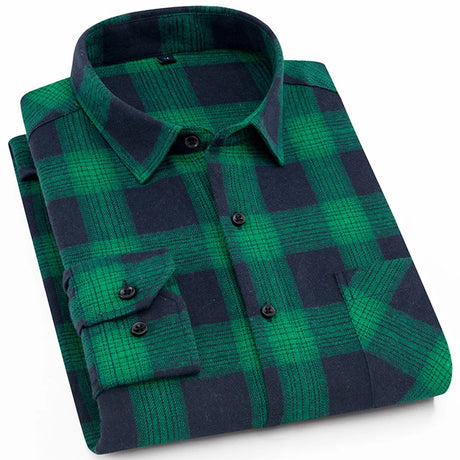 Woodsman Slim-fit Brushed Flannel Plaid Shirts 13 Colours