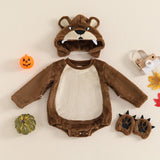 Grizzly Bear Baby Romper Set Jumpsuit with Hat and Gloves