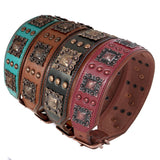 Genuine Leather Dog Collar 2inch Wide Rivet Spikes Collars for Medium Large Dogs Medieval Cosplay