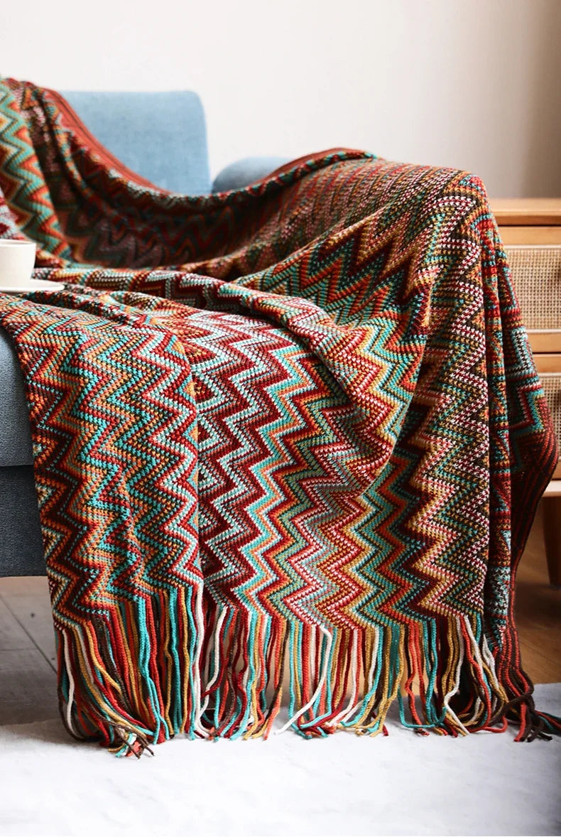 Boho Zig Zag Mexico Baja Blankets