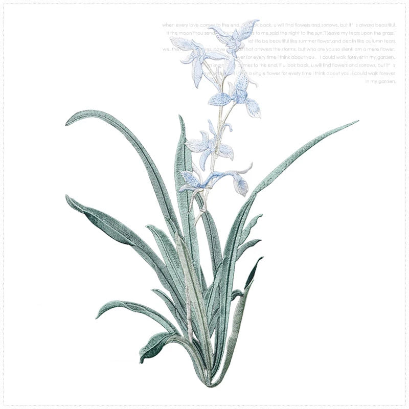 Orchid Flower Iron on Applique Floral Patch DIY Craft 19 X 24.5CM
