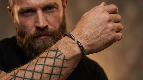 Stainless Steel Nordic Viking Norse Raven Cuff Bangle Mens Gift with Wooden Box