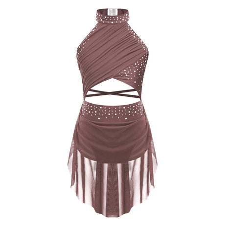 Girls Dance Performance Rhinestone Fringed Dress Figure Ice Skating Dancewear