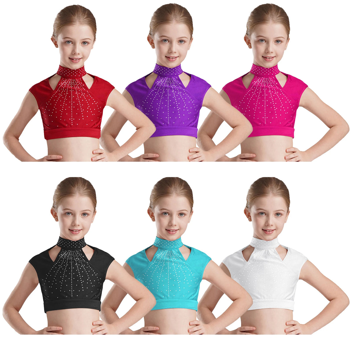 Girls Dance Crop Tops Figure Skating Modern Dance Gymnastics Stage Performance