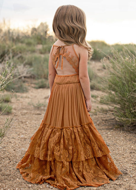 Girls Maxi Lace Chiffon Photoshoot Dresses For 3-15 Years
