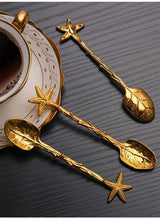 Golden Dragonfly Flower Bird Starfish 11CM Mini Spoon Teaspoon