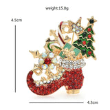 Christmas Elf Boot Rhinestone Enamel Brooches