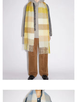 Colour Blocks Autumn Winter Plaid Scarves Imitation Cashmere Mohair