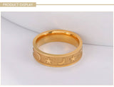 Boho Moon Star Ring Matte Gold Colour Stainless Steel Band Rings