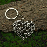 Forest Love Heart Mushroom And Mouse Keyring