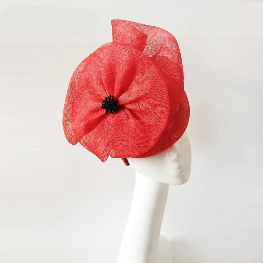 Red Poppy Fascinator Hat Headband Spring Race Season
