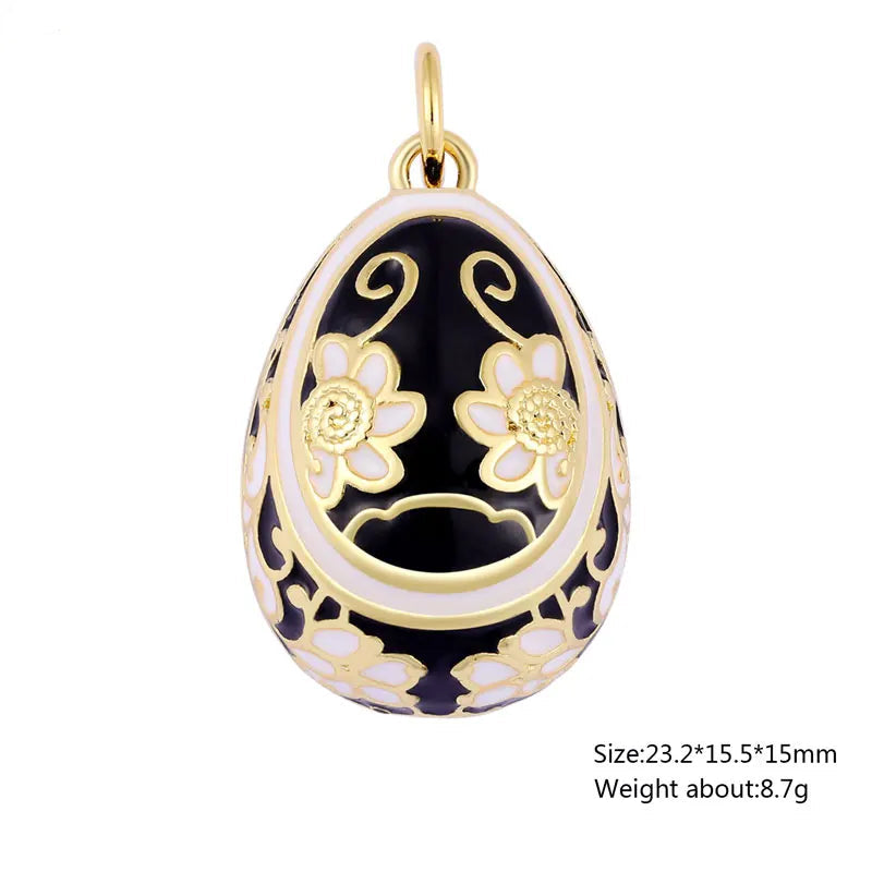 Enamel Easter Egg Pendants 18K Gold Plated Charms For DIY Earrings Necklaces Jewellery Making