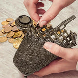 Handmade Victorian Silver Twist Lid Gate Mesh Coin Purse
