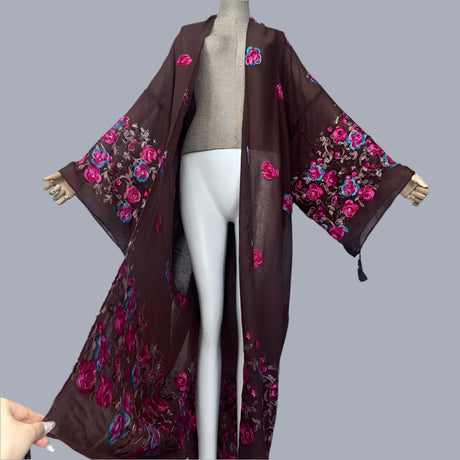 Rose's Embroidered Bohemian Cover Up Kimono