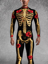 Skeleton Bodycon Jumpsuit Halloween Cosplay Costume Day Of The Dead Outfit