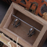 Gothic Thorns Stainless Steel Huggie Hoop Earrings for Men with Wooden Box