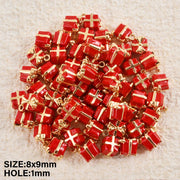 5pcs Christmas Charm Enamel Apple Socks Bell DIY Pendant Charms For Jewelry Making Keychain Earrings Bulk Handmade Material Gift