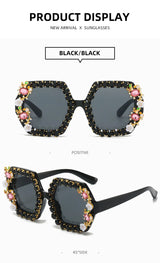 Gilly's Rhinestone Sparkling Square Frame Sunglasses Funglasses