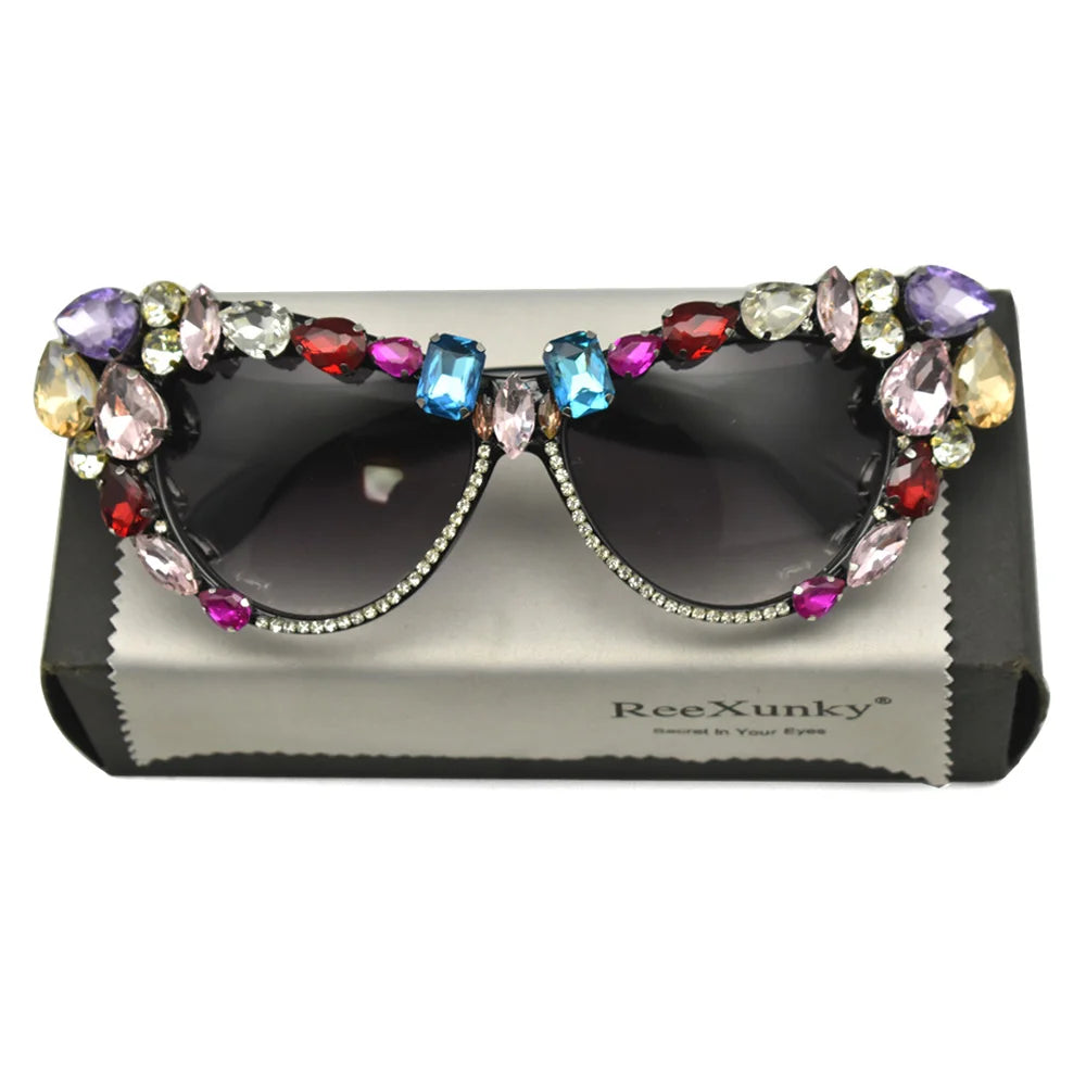 Katy's Crystal Rhinestone Cat Eye Sunglasses Funglasses UV400