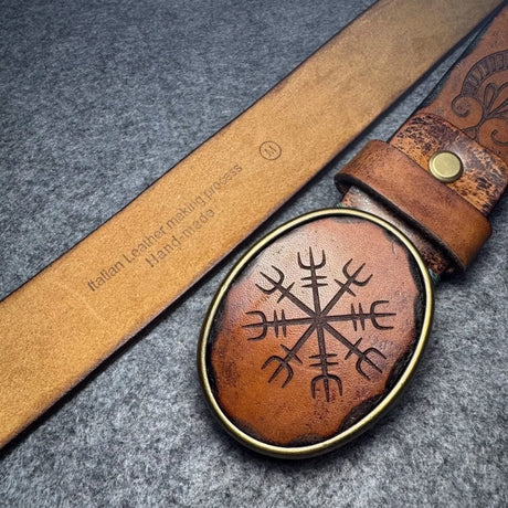 Totem Genuine Leather Men's Belt Thick Cowhide Pure Copper Buckle