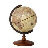 World Globe Earth Map Retro Wooden Base Desk Decor