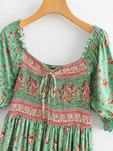 Anahita Bohemian Floral Shirred Dress