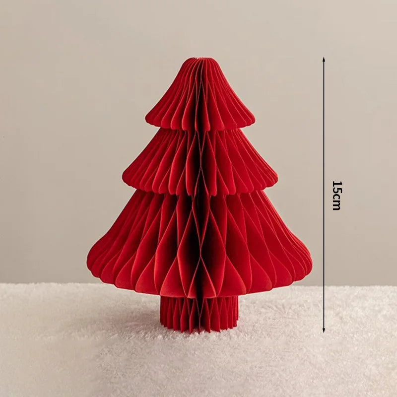 Christmas Paper Honeycomb Decorations Ball Folding Christmas Tree Table 3D Ornaments