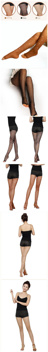 Professional Latin Dance Diamond Tights Open Toe Fishnet Pantyhose