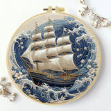 A Ship In the Ocean DIY Embroidery Kit for Beginners